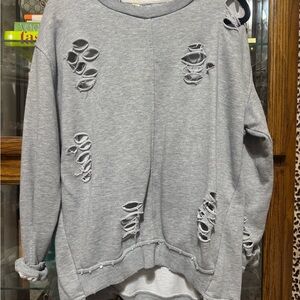 Distressed Gray Sweatshirt
